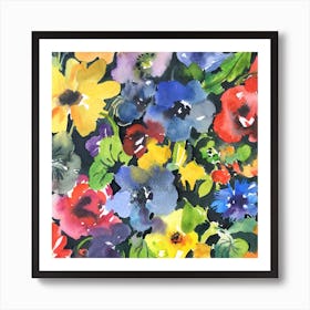 Midnight pansies Art Print