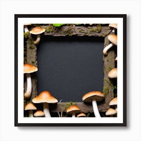 Mushroom Frame With Moss Art Print