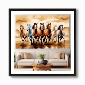 Horses Running In The Desert Art Print