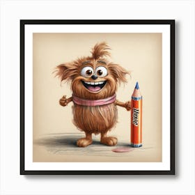 Dog With A Pencil 2 Art Print