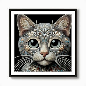 Cat With Crystals 2 Art Print