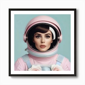 Female Astronaut with Roses  Art Print