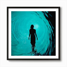 Woman Standing In The Ocean Art Print