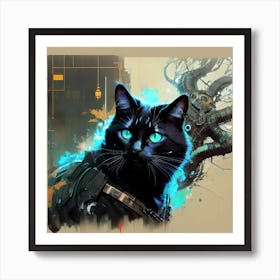 Black cat Ai Art Print