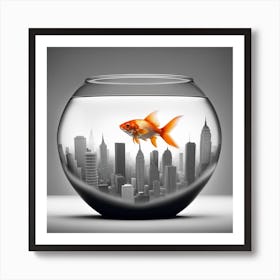 Goldfish In A Fish Bowl 1 Art Print