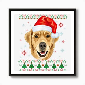 Golden Retriever Christmas Santa Ugly Sweater Dog Art Print