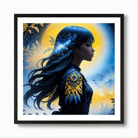 Girl In The Moonlight Art Print