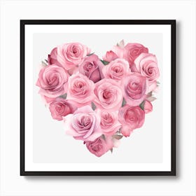 Pink Roses Heart 8 Art Print