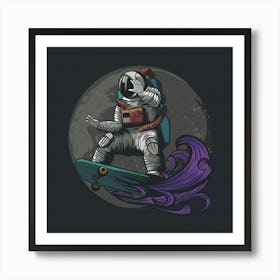Astronaut Riding A Skateboard Art Print