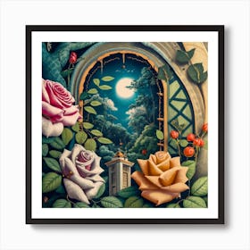 Roses In The Garden 3 Art Print