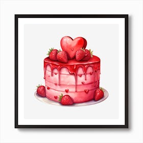 Cake With Strawberries 1 Art Print