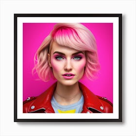 Beautiful Young Woman With Pink Hair Art Print