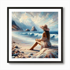 Abstract Wall Art Girl On The Beach Art Print