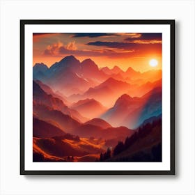 Sunrise In The Mountains 2 Art Print