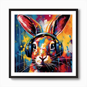 Rabbit With Headphones 1 Art Print