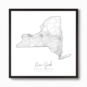 New York Minimal Street Map Square Art Print