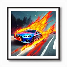 Car On Fire Art Print