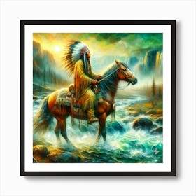 Oil Texture Native American Warrior Copy Art Print