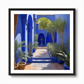 Jardin Majorelle Morocco Modern Blue Illustration art print Art Print