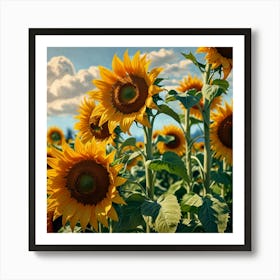 Sunflowers In The Field Poster