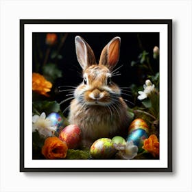 Watercolor Easter Bunny Studio Photography Complex Details High Detail Art Print