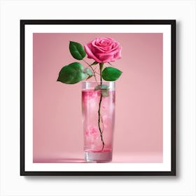 Pink Rose In A Glass Art Print