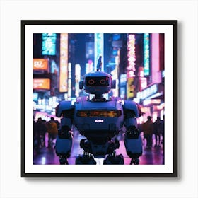 Robot In The City Art Print