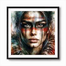 Watercolor Warrior Woman #2 Art Print