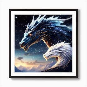 Two majestic dragons 1 Art Print