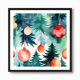 Christmas Tree Seamless Pattern 6 Art Print