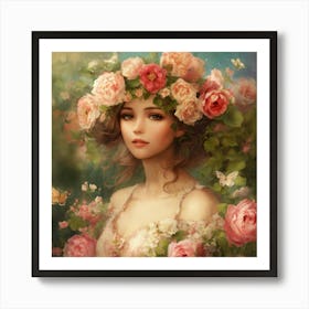 Roses And Butterflies Art Print