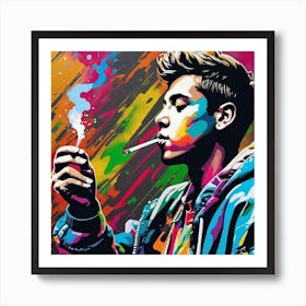 Young Man Smoking A Cigarette 4 Art Print