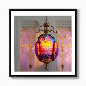 Owl Lamp Art Print