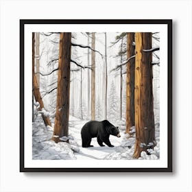 Black Bear In The Woods 4 Art Print