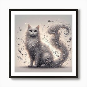 Cat With Stars Art Print