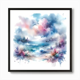 Watercolor Seascape Painting Art Print