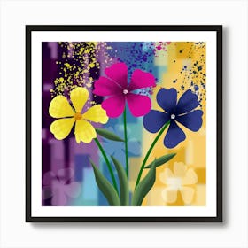 Flowers with Abstract Background Art Print