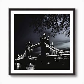 London Tower Bridge 2 Bw Square Art Print