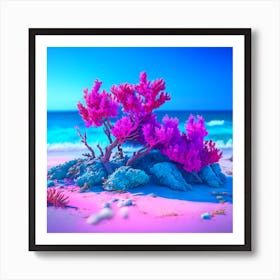 Pink Coral On The Beach Art Print