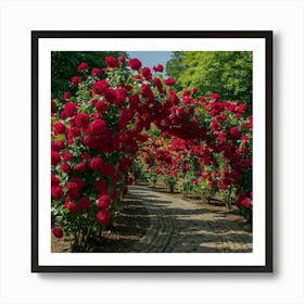 Red Roses In The Garden 1 Art Print