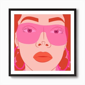 Face Orange Square Art Print