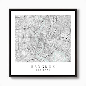 Bangkok Thailand Street Map Color Minimal Square Art Print