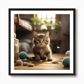 Kitten In A Room Art Print