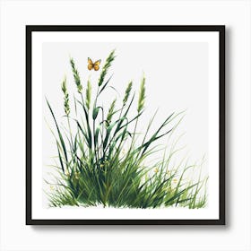 Watercolor-Spring-Grass-Clipart.10 Art Print