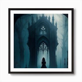 Gothic Painting of a girl dressed in black Art Print