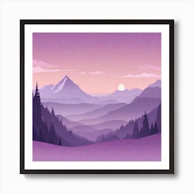 Misty mountains background in purple tone 110 Art Print