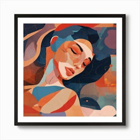 Abstract Portrait Of A Woman Sleeping Art Print