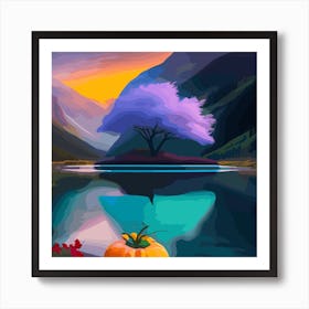 Pumpkin On A Lake Art Print