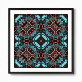 Abstract Fractal Blue Stained Glass Art Print