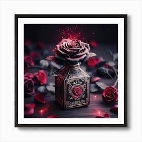 Roses In A Bottle Art Print